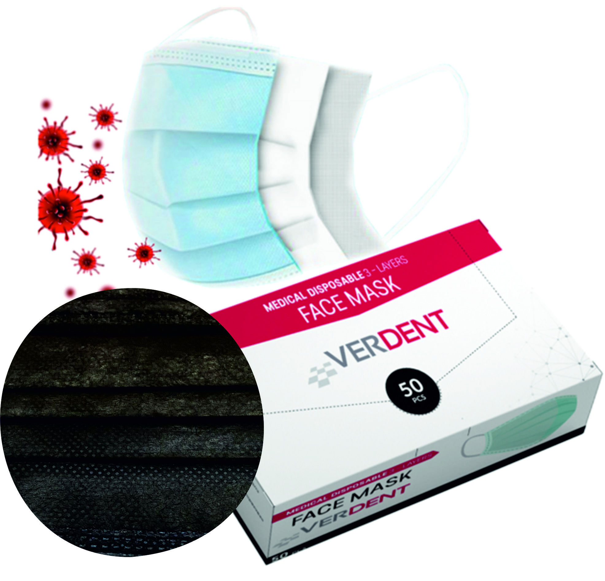 Vienkartinė medicininė kaukė IIR tipo (juoda)