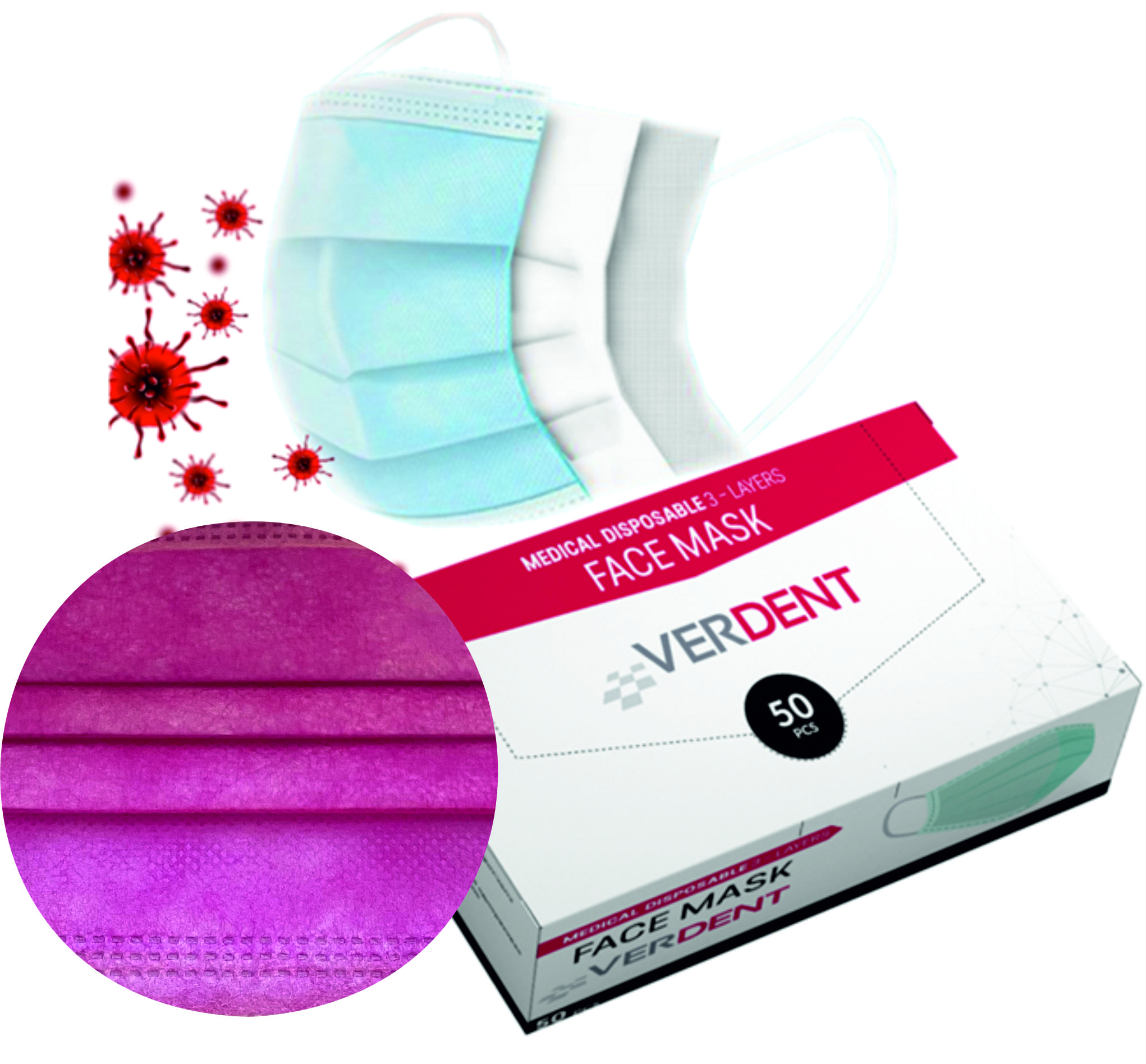 Vienkartinė medicininė kaukė II R tipo (rausva)