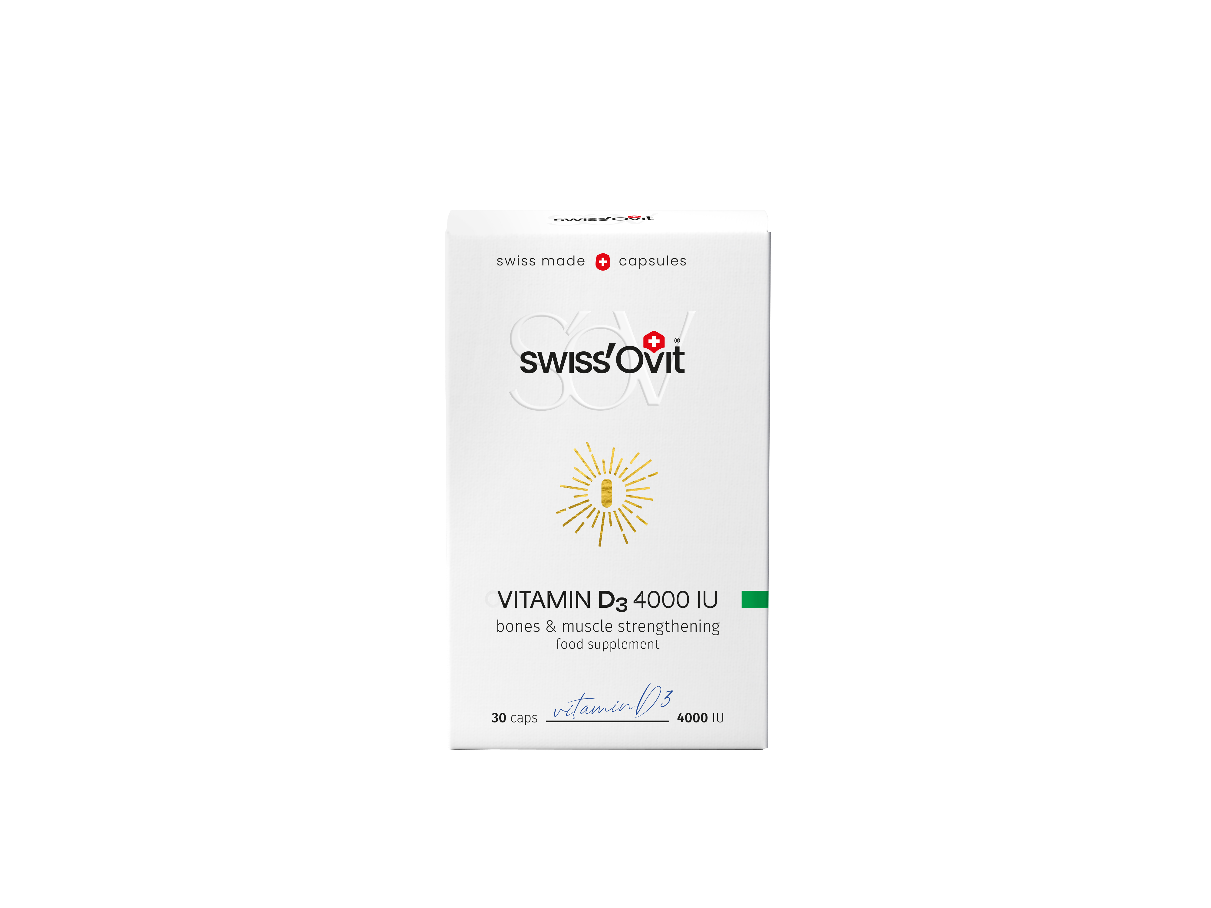 SwissOvit Vitaminas D3 4000IU, 30 kapsulių